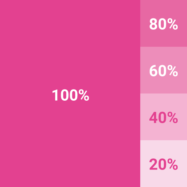 Färgplatta med en rosa färg i olika nyanser som ingår i Ovanåkers kommuns profilfärger